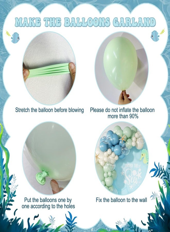 NUTTYBASH Under the Sea Party Decorations, Dusty Green Blue Under the Sea Balloon Garland Arch Kit, Ocean Themed Party Decorations Baby Shower Birthday Party Decor(136Pcs) - Image 4
